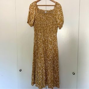 Old Navy Golden Floral Print Midi Dress SZ M